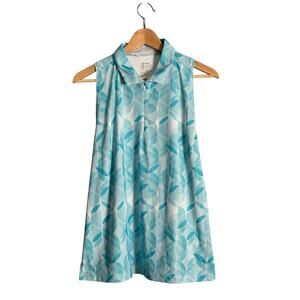 Slazenger XL Golf‎ Sleeveless Polo Top Blue/White
Leaf Print Zip Neck